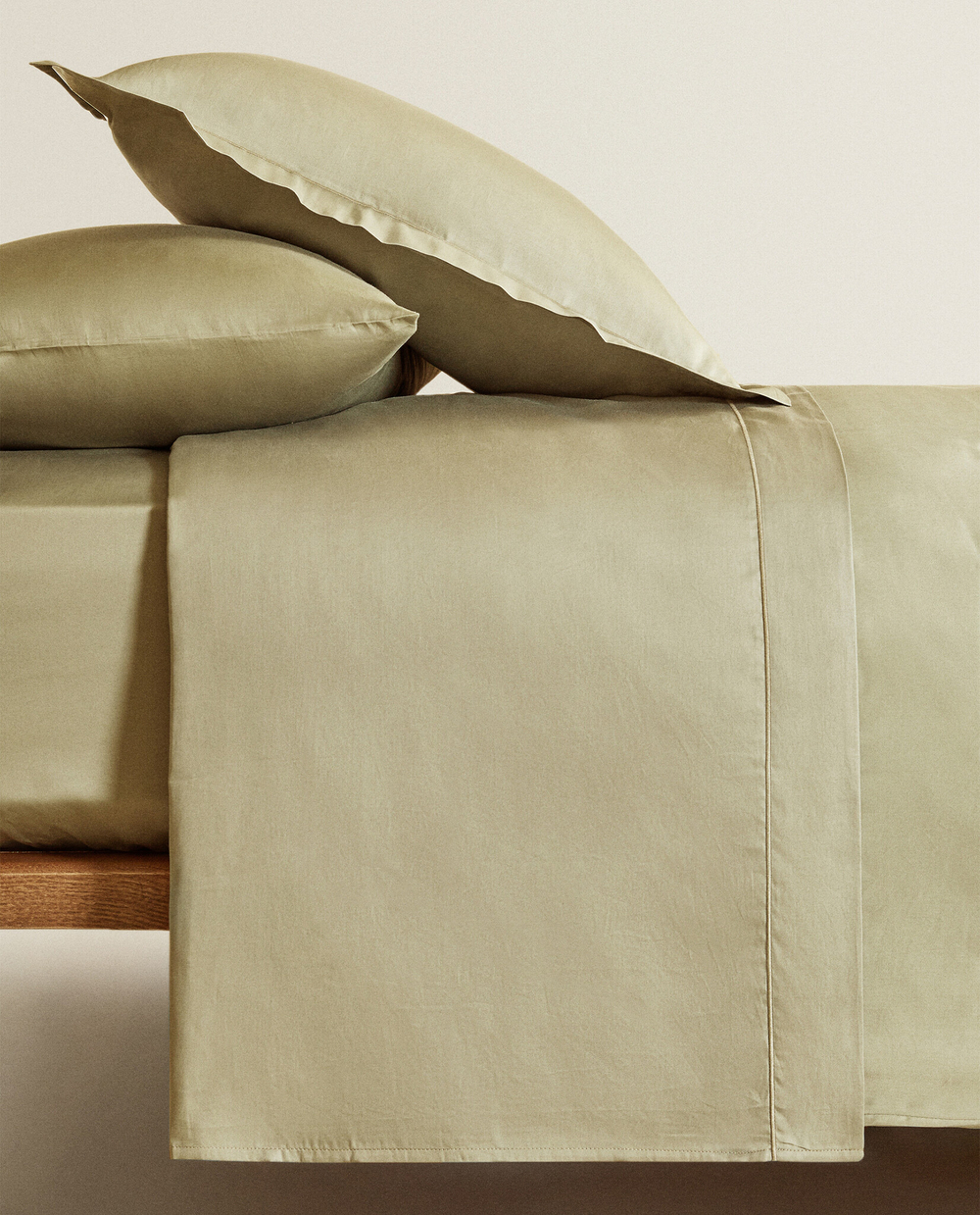 ZARA HOME (300 НИТЕЙ) ПОДОДЕЯЛЬНИК ИЗ ХЛОПКА, ЗЕЛЕНЫЙ