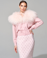 Кардиган с отделкой мехом ламы