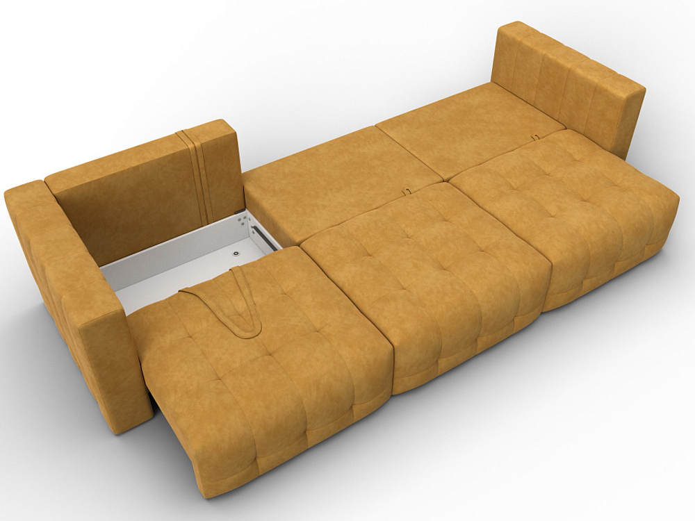 Диван прямой Лига-052 НПБ Лонг, BRUT 10 ВЕЛЮР желтый