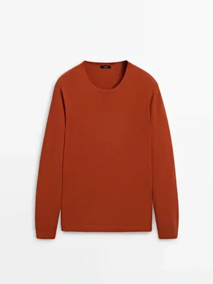 Massimo Dutti Свитер с круглым вырезом, коралловыйй