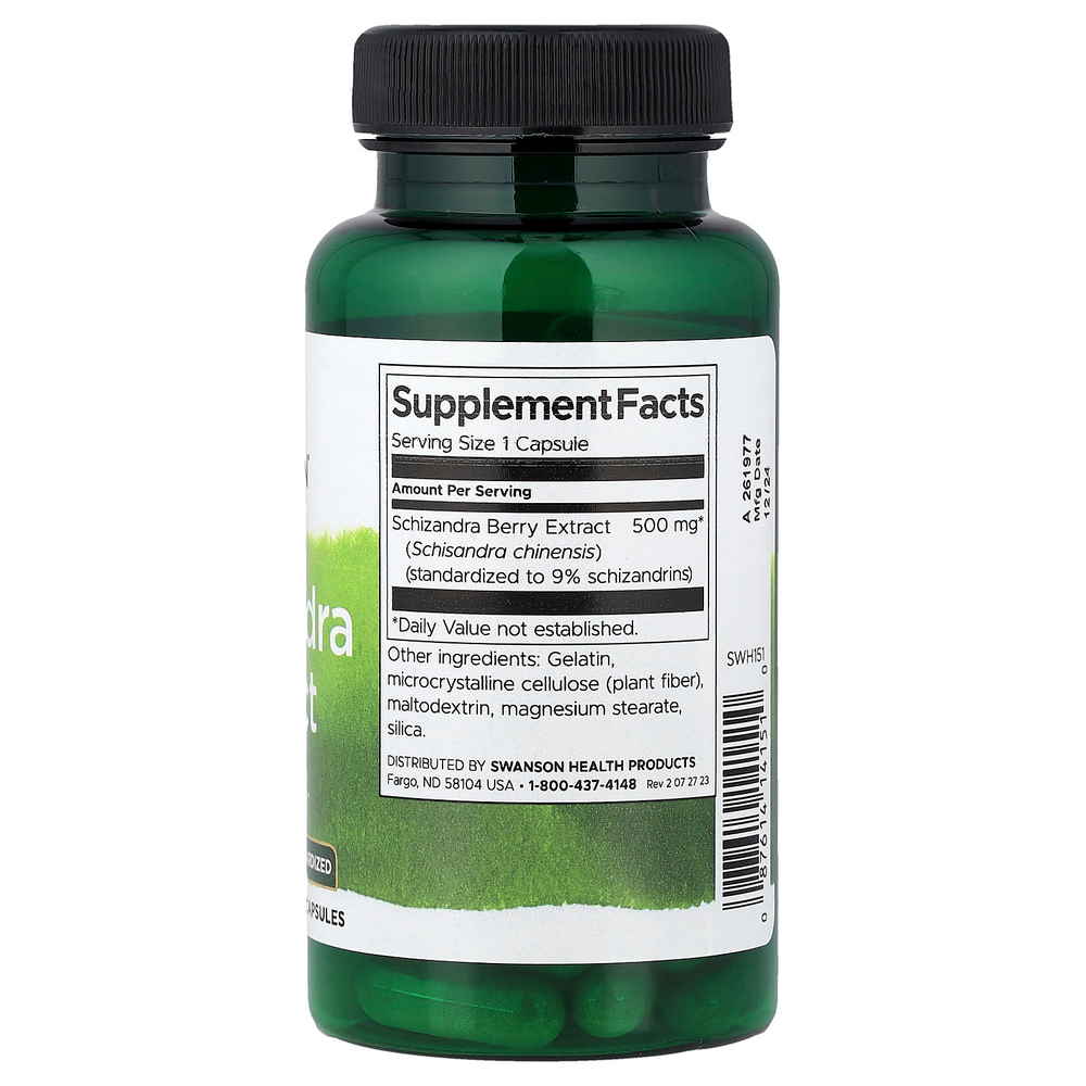 Swanson Vitamins, Экстракт лимонника, стандартизированный, 500 мг, 60 капсул