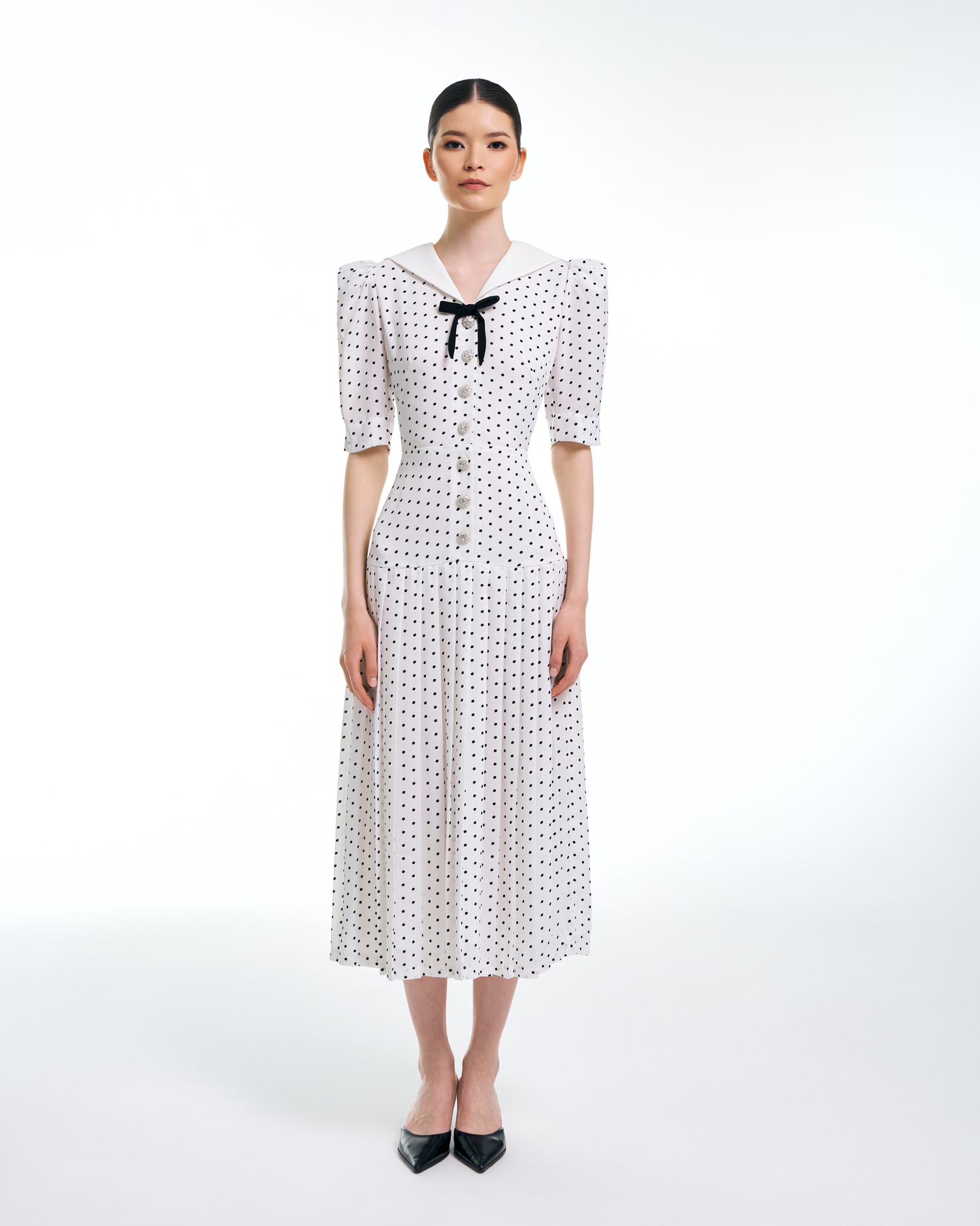 Платье Primavera (белый в горошек)