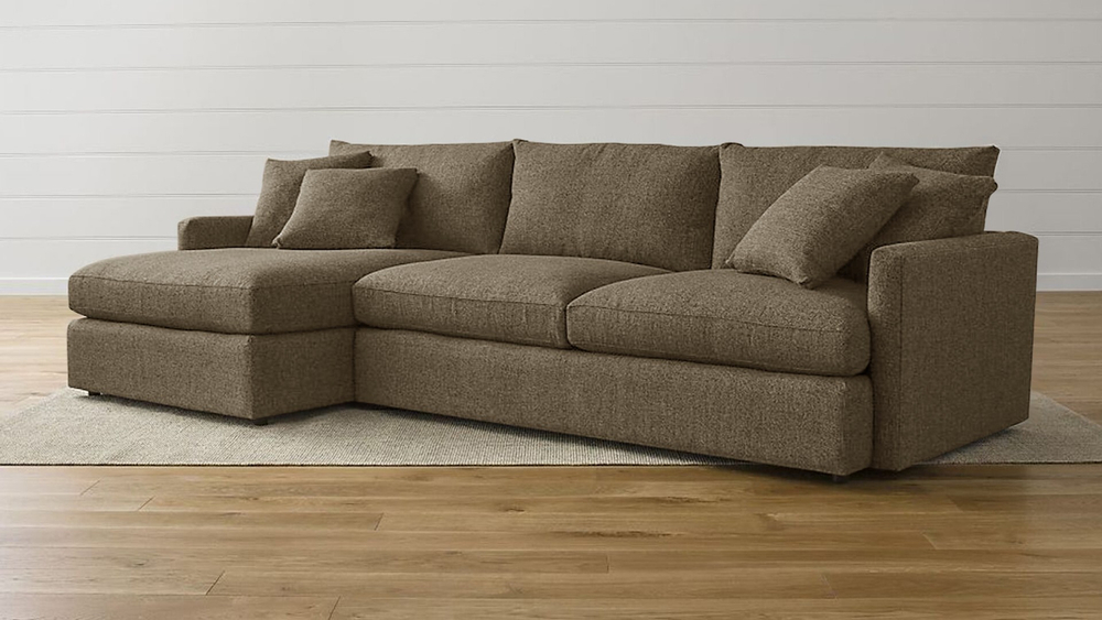 Диван с оттоманкой Стелф ЭКО Strong 04 215*153*90 см, Коричневый Рогожка Еврокнижка Фиеста