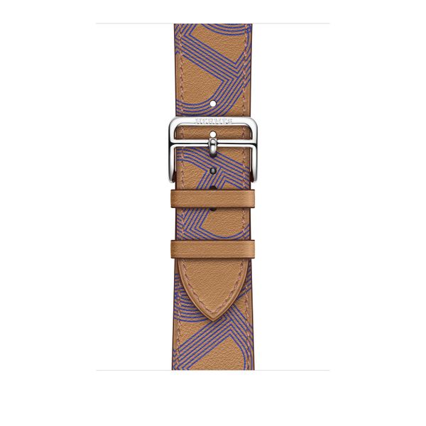 Умные часы Apple Watch Series 7 Hermès GPS + Cellular 45mm Silver Stainless Steel Case with Circuit H Single Tour (Biscuit/Bleu Électrique)