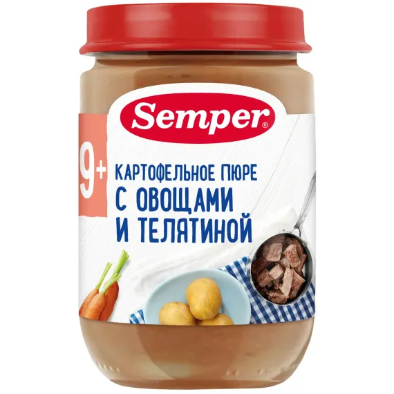 Пюре Semper картофель-морковь-телятина 190г с 9месяцев