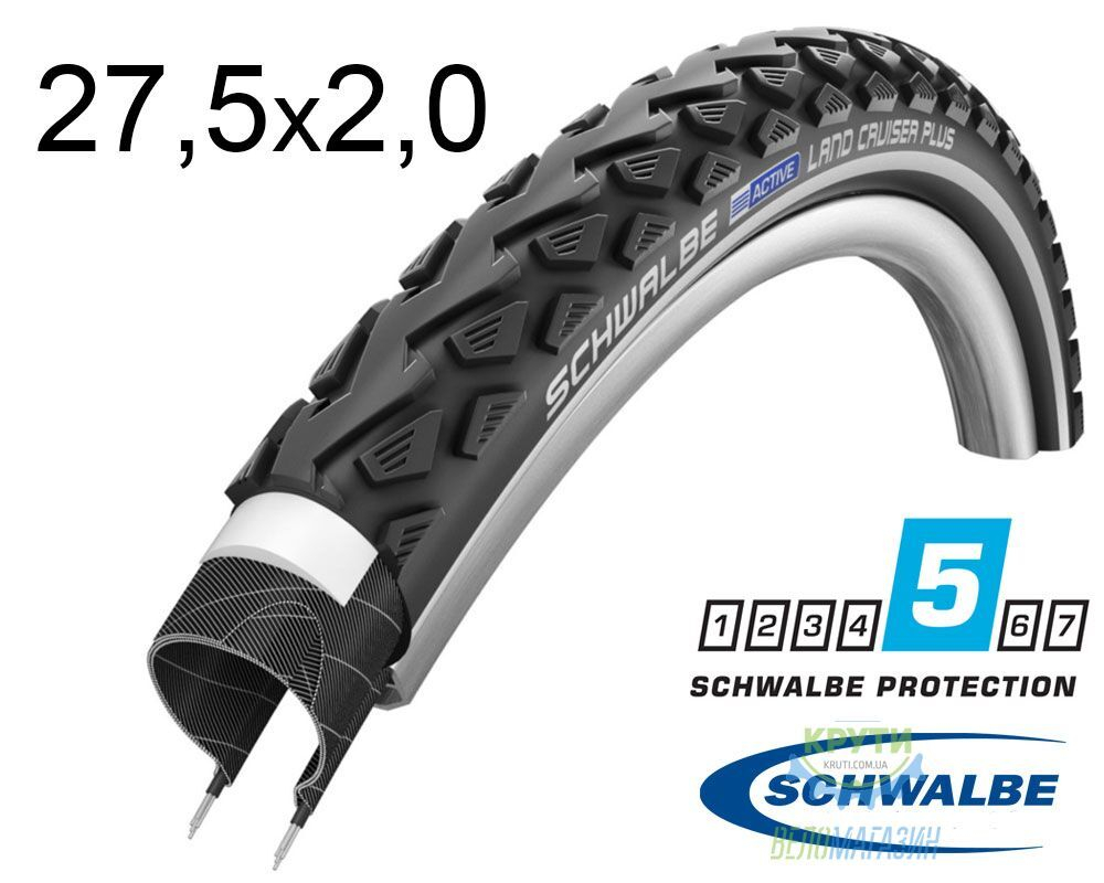 Покрышка 27.5X2.00 650B (50-584) Schwalbe LAND CRUISER PLUS PUNCTUREGUARD HS450 B/B+RT SBC