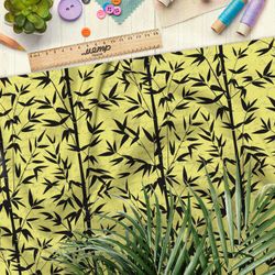 Ткань оксфорд 600 чёрный бамбук на жёлтом фоне