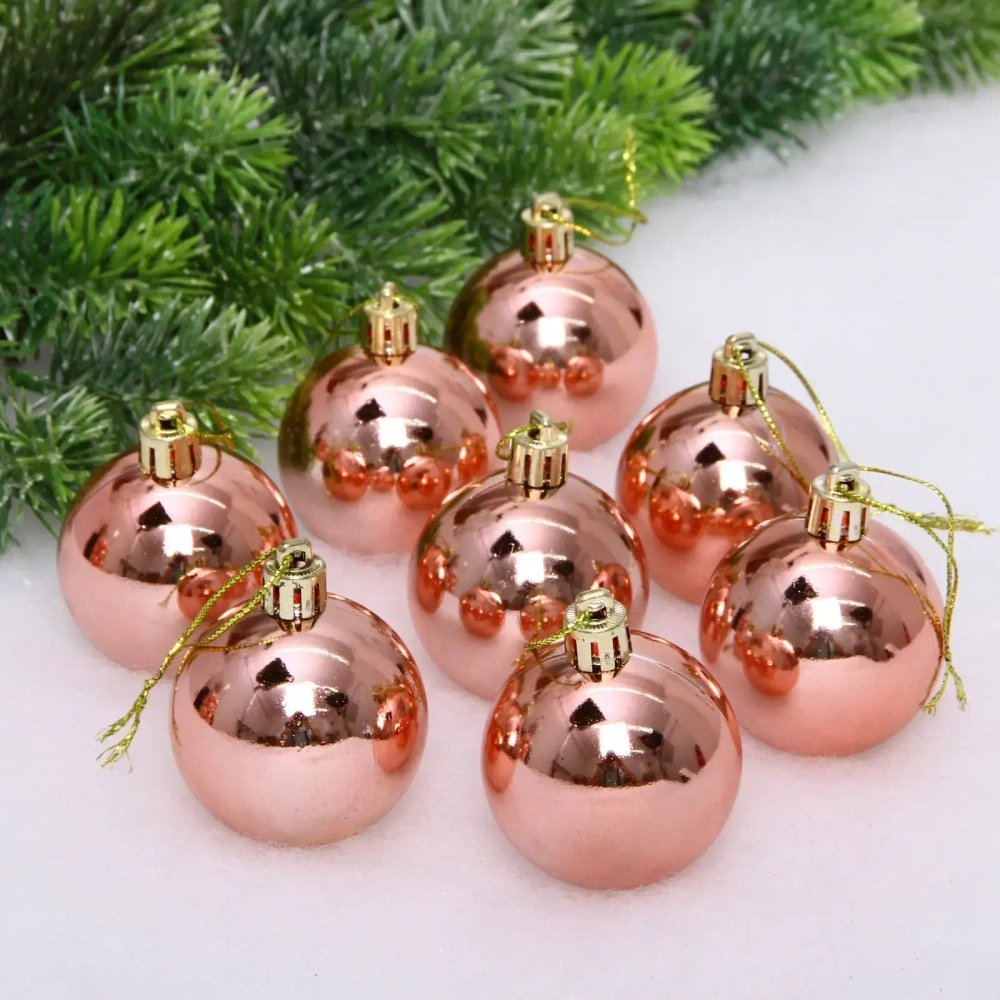 Новогодние шары 5 см (набор 24 шт) «Глянец», розовое золото