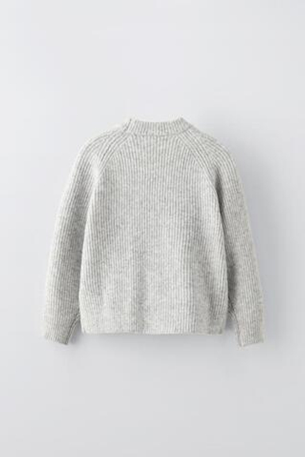 ZARA ТРИКОТАЖНЫЙ СВИТЕР, ЖЕМЧУЖНО-СЕРЫЙ