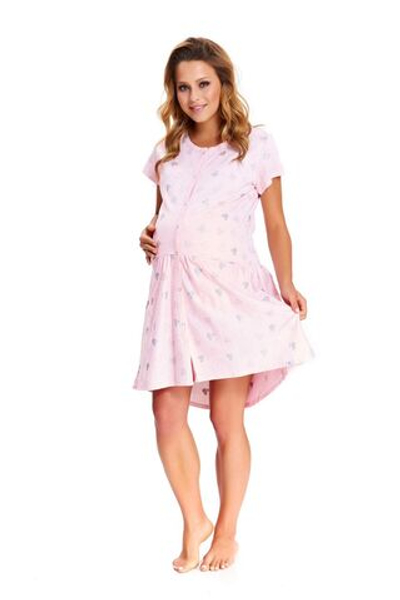 Хлопковая свободная сорочка с принтом Микки (Размер: XL) (Цвет: нежно-розовый)