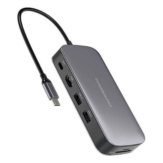 Хаб Powerology USB-C Hub &amp; SSD Drive 256GB PD 100W (PWSDHB256) Gray