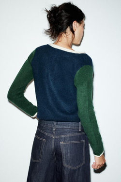 ZARА КАРДИГАН В СТИЛЕ КОЛОР-БЛОК, РАЗНОЦВЕТНЫЙ