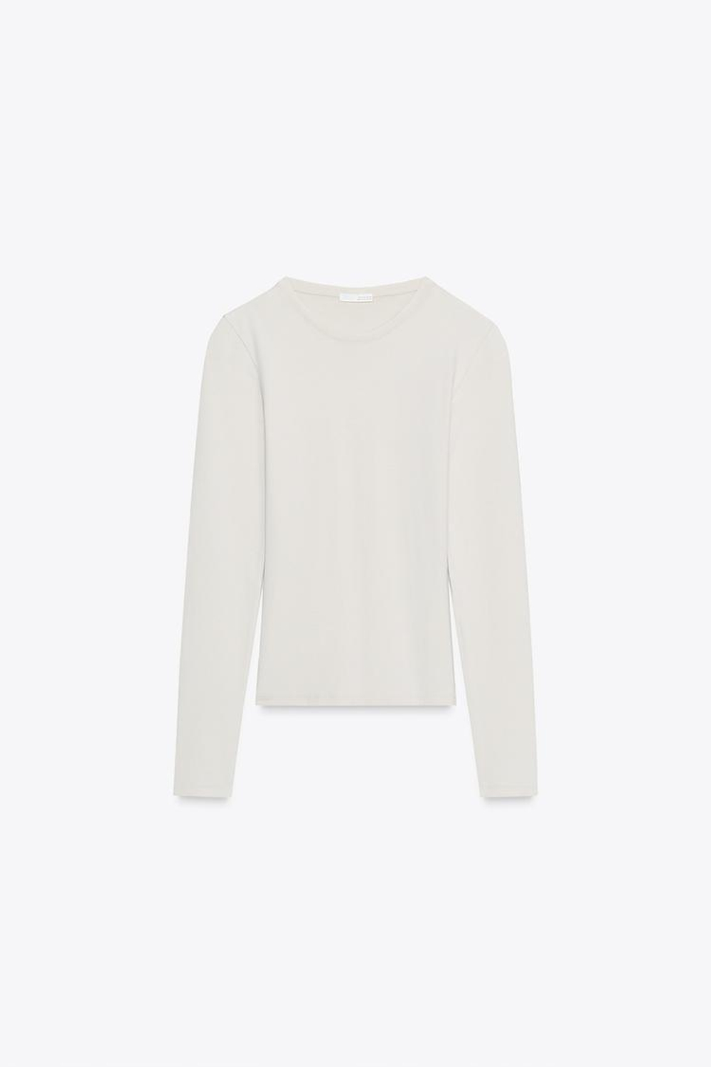 ZARA ФУТБОЛКА С ДЛИННЫМИ РУКАВАМИ, КАМЕННО-СЕРЫЙ