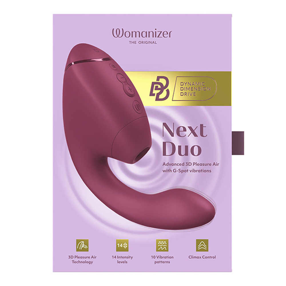 Розовый вибратор 19,5см с вакуумным стимулятором Womanizer Next Duo Dusky Pink WZ142SG3
