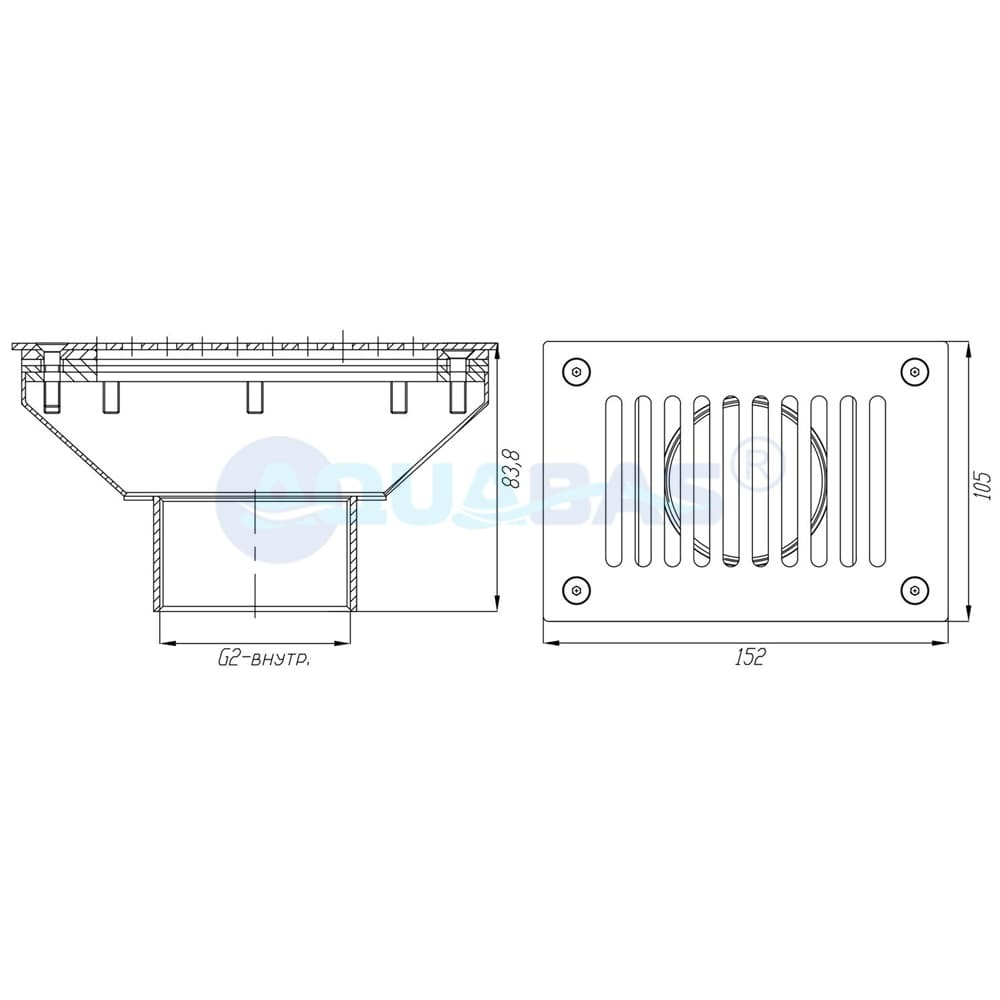 ВЗП.150.2/1 Забор переливного лотка 2" (внутр.) (плёнка) AISI-316