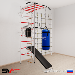 Шведская стенка Sv Sport усиленная 65510 (Турник рукоход/Брусья/Скамья/Канат/Лестница/Цепь/Мешок 15кг/Канатный лаз)