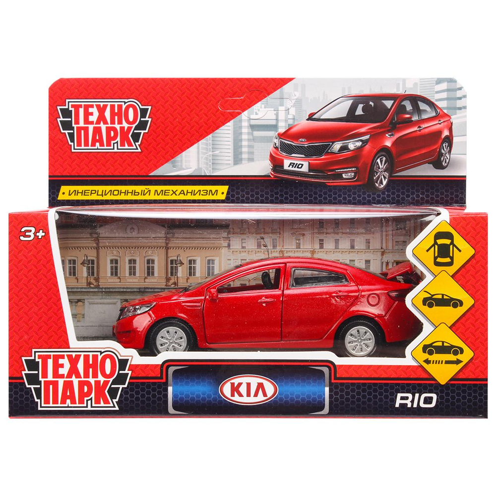 Модель ин. мет. "Kia Rio" 12см, открыв. двери, красный в коробка RIO-RD (Технопарк)