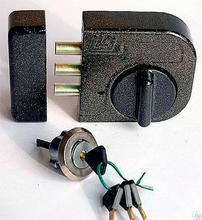 Замок Ковров накладной ЗНД 1Р МЛ черный трехригельный