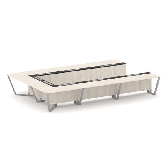 Steel Meet Стол переговорный П-образный KM-PR.B.SP-15P Денвер Светлый/Графит Глянец/Металл Серый 480