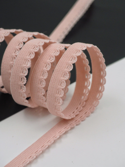 Бельевая резинка пудровая ажурная ширина 9 мм с учетом фестона
