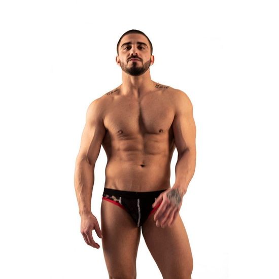 Мужские трусы джоки черные с леопардовым принтом Van Baam