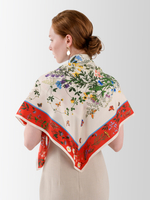 Платок «Русский полевой букет» красный 100% шёлк