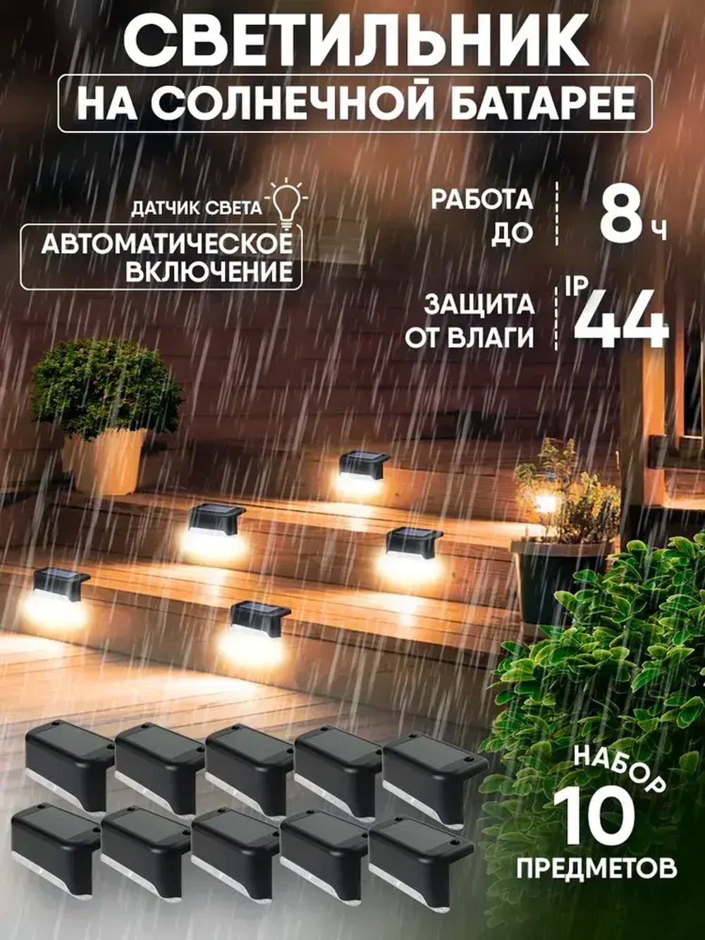 Светильник уличный угловой на солнечных батареях для дачи