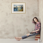 Картина авторская акварельная в паспарту 30х40 см на стену для интерьера "На берегу Псковы"