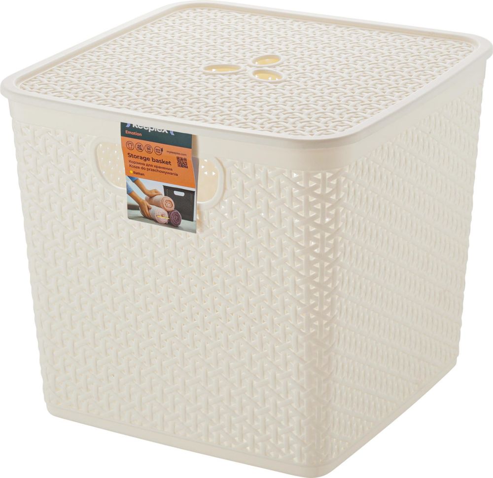 Корзинка для хранения KEEPLEX RATTAN КВАДРАТНАЯ с ручками 21,0 л 310*310*280 мм БЕЛОЕ ОБЛАКО Корзинка для хранения KEEPLEX RATTAN КВАДРАТНАЯ с ручками 21,0 л 310*310*280 мм БЕЛОЕ ОБЛАКО