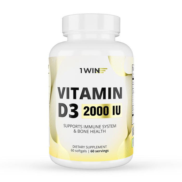 Витамин Д3 2000 МЕ, Vitamin D3 2000 IU, 1Win, 60 капсул