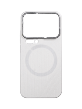 Защитный чехол для Xiaomi 17 Pro c MagSafe белый с серебристой рамкой (White-Silver)