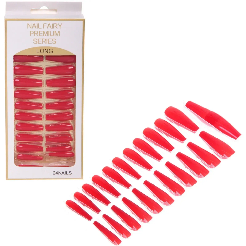 Ногти накладные на клеевых пластинах 24шт «ТЫПРЕКРАСНА!», цвет красная роза, длина 3см, 19*8.5см