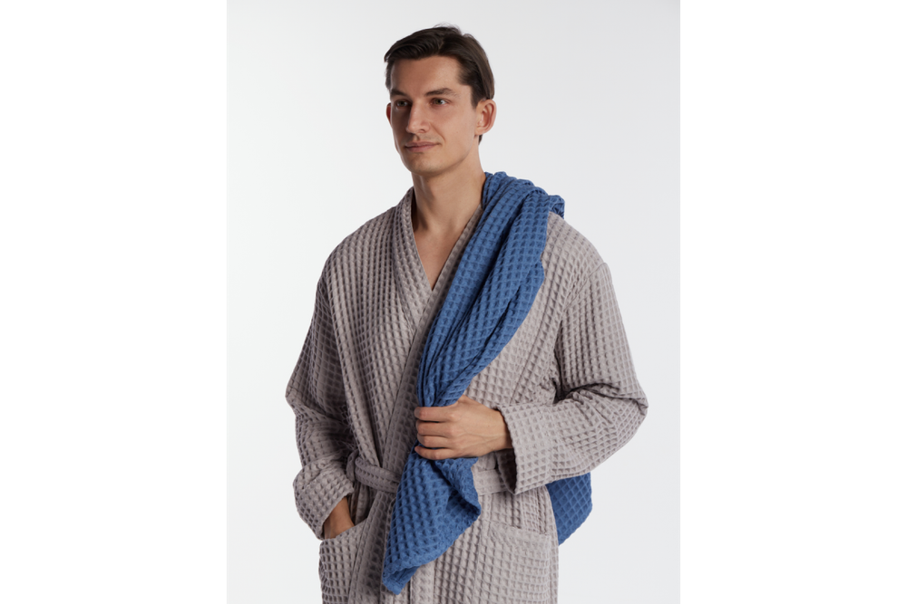 Комплект полотенец вафельных Home One 70х140 (2шт) пыльная роза, голубой джинс