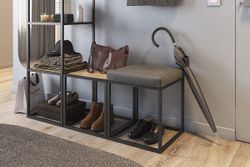 Пуф Крафт (черный муар/дуб сонома)