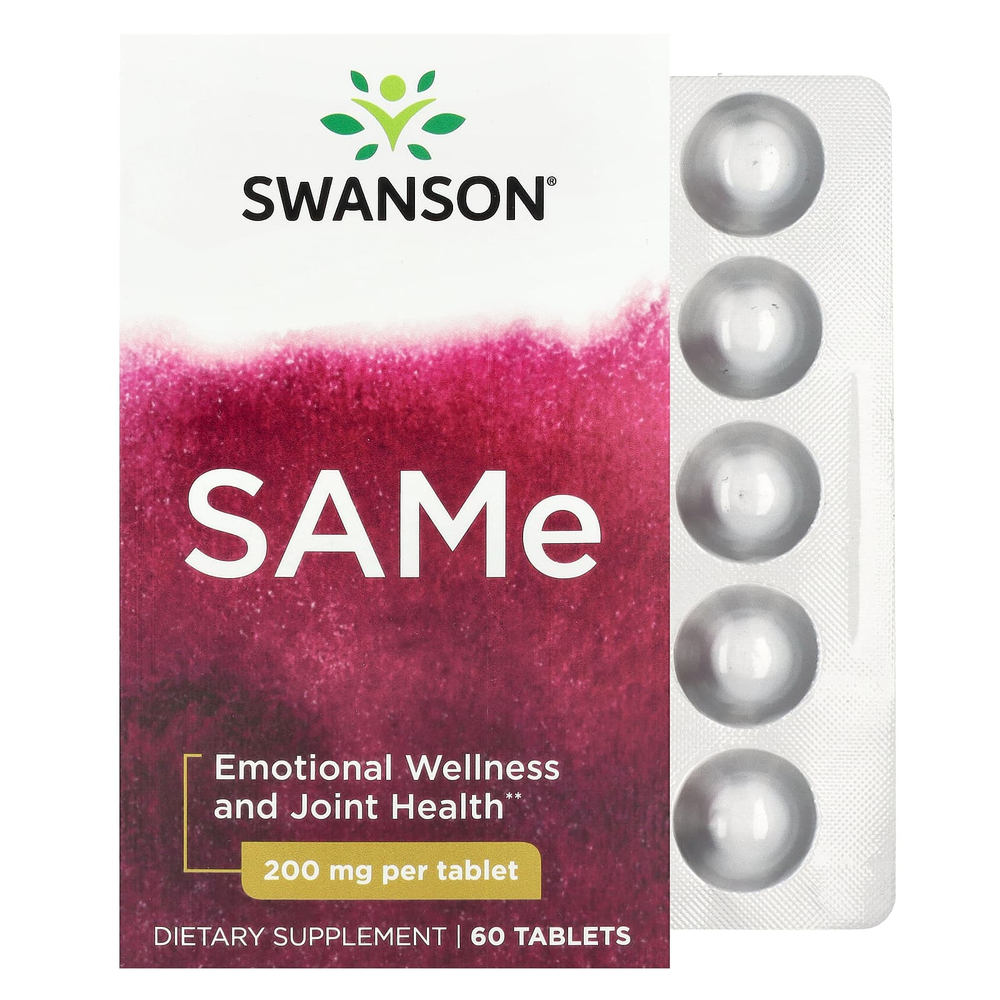 Swanson Vitamins, SAMe, 60 таблеток (200 мг в одной таблетке)