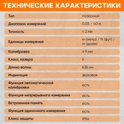 Лазерный дальномер с рулеткой SNDWAY SW-TM40 40м