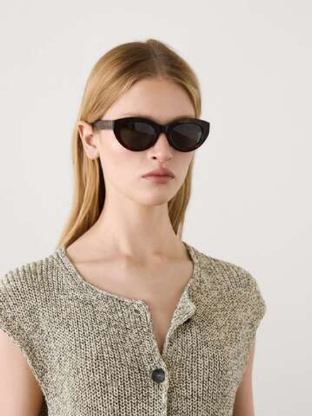 Massimo Dutti Жилет платочной вязки из 100% хлопка, натуральный, кремовый