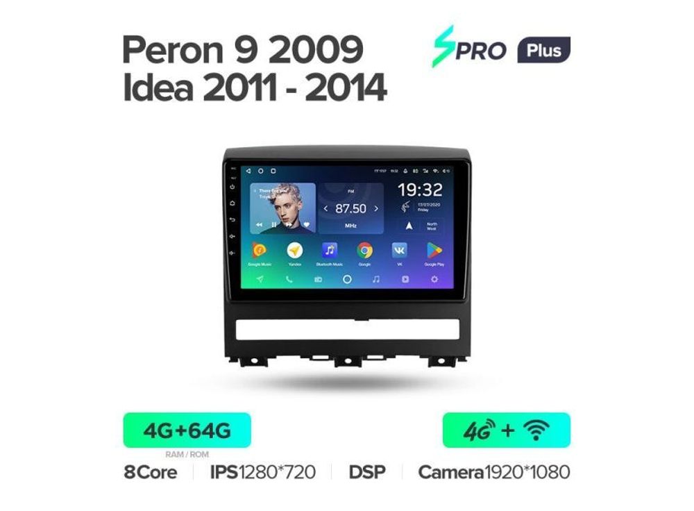 Магнитола Teyes SPRO Plus 4-64 Fiat Peron 9 2009/ Idea 2011-2014 9.0&quot;