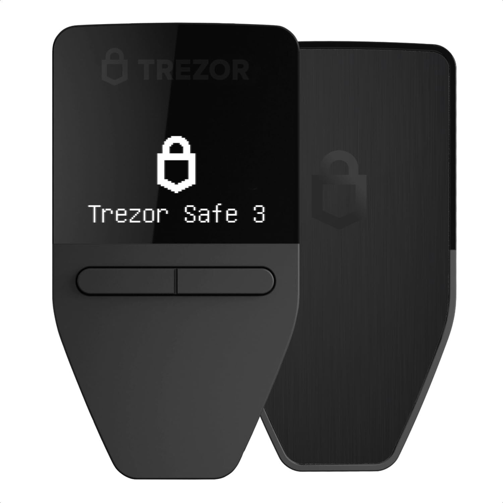 Trezor Safe 3 — Аппаратный криптокошелек с защитой Passphrase и Secure Element Безопасное хранение, покупка и управление цифровыми активами (Cosmic Black)