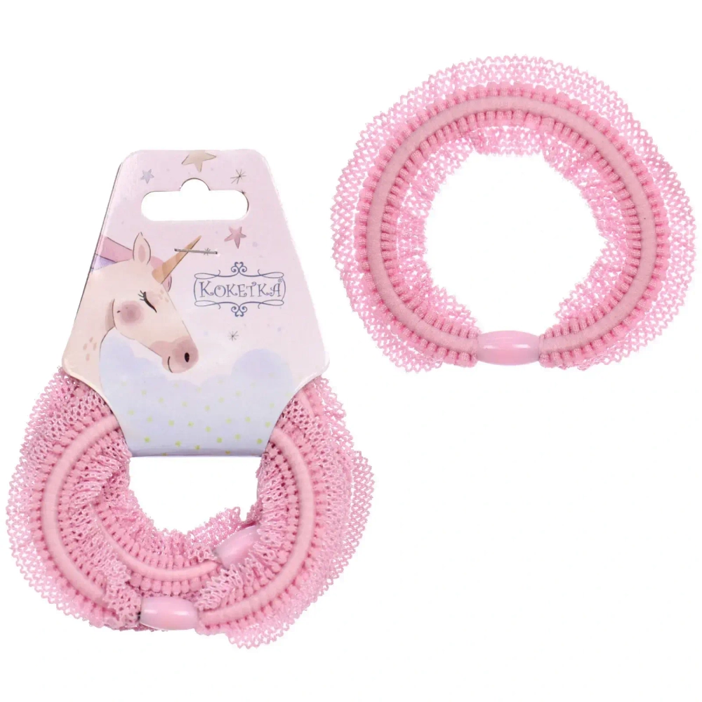 Резинки для волос в наборе 5шт «АЛИСА», цвет цвет пудровый, d-5,5см (Подвес Единорог)
