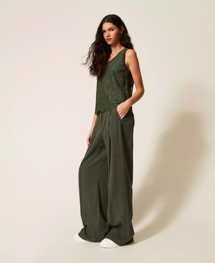 TWINSET Брюки широкие с заклепками