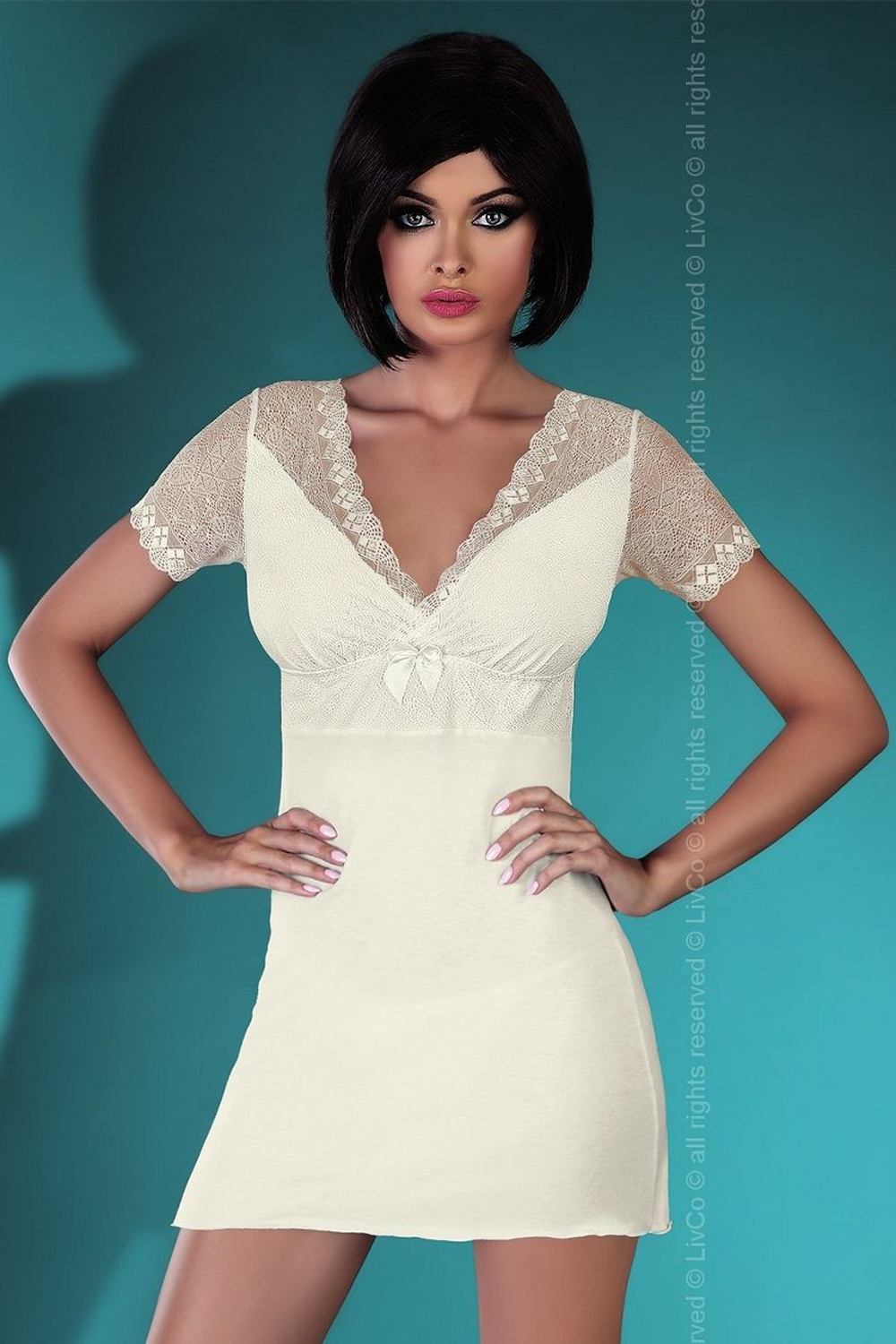 Сорочка Babette с полупрозрачными рукавчиками (Размер: S-M) (Цвет: кремовый)