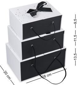 WF-185-B Набор коробок из 3 шт, черно-белый