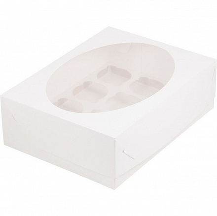 Коробка под капкейки (12шт) 32х23.5х10 (белая)