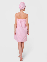 Парео-набор вафельный банный розовый