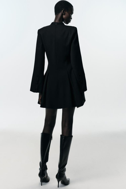 ZARA МИНИ-ПЛАТЬЕ С ПОДПЛЕЧНИКАМИ, ЧЕРНЫЙ
