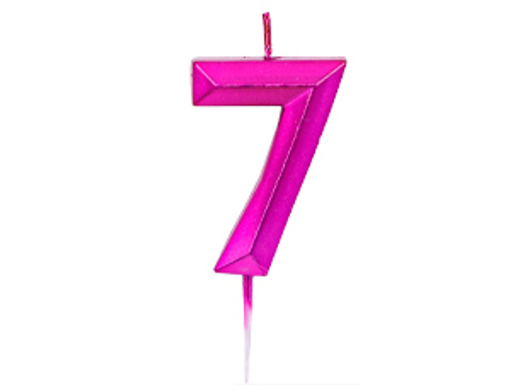 Свеча-цифра Диамант Маджента "7", 4,5 см