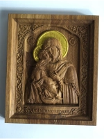 Освященная Владимирская икона Божией Матери из дуба малая