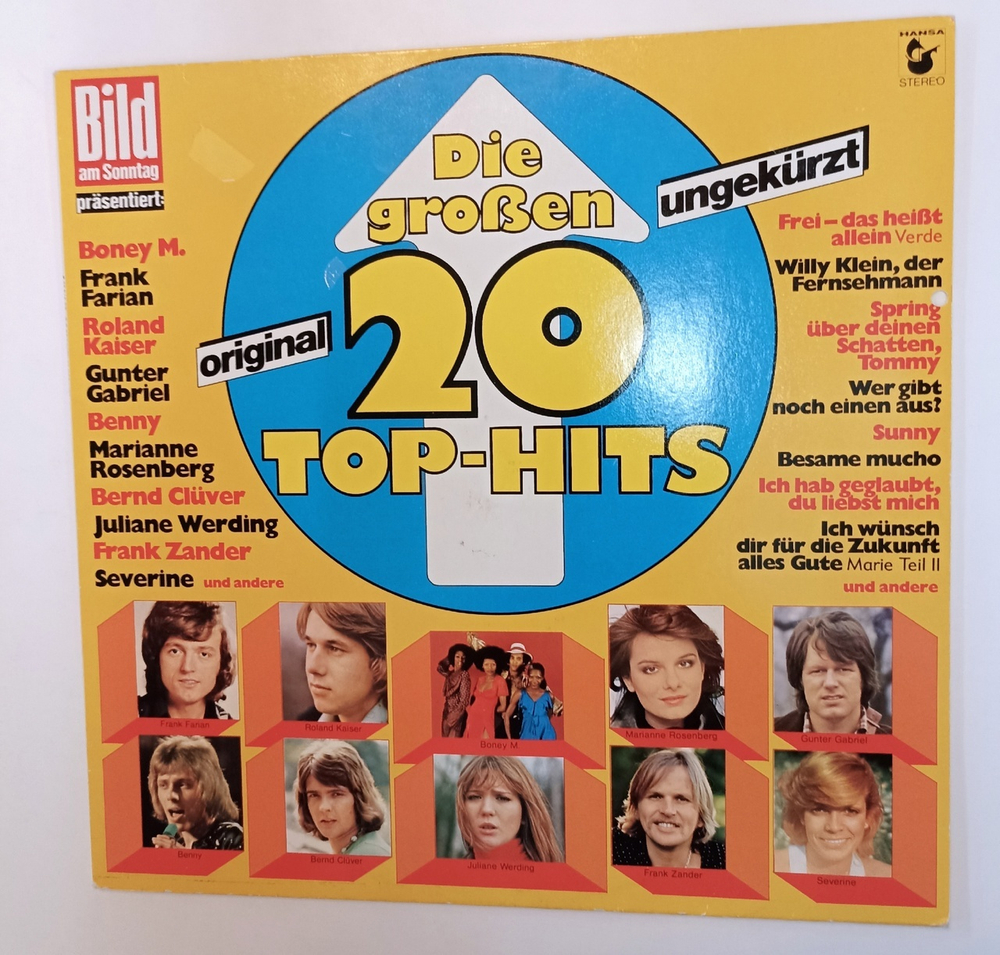 Винтажная виниловая пластинка LP Сборник Die Grossen 20 Top Hits (Germany 1976)