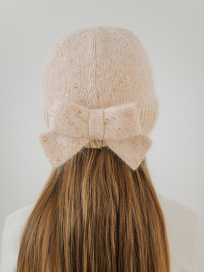 Шапка с бантиком, Персиковый
